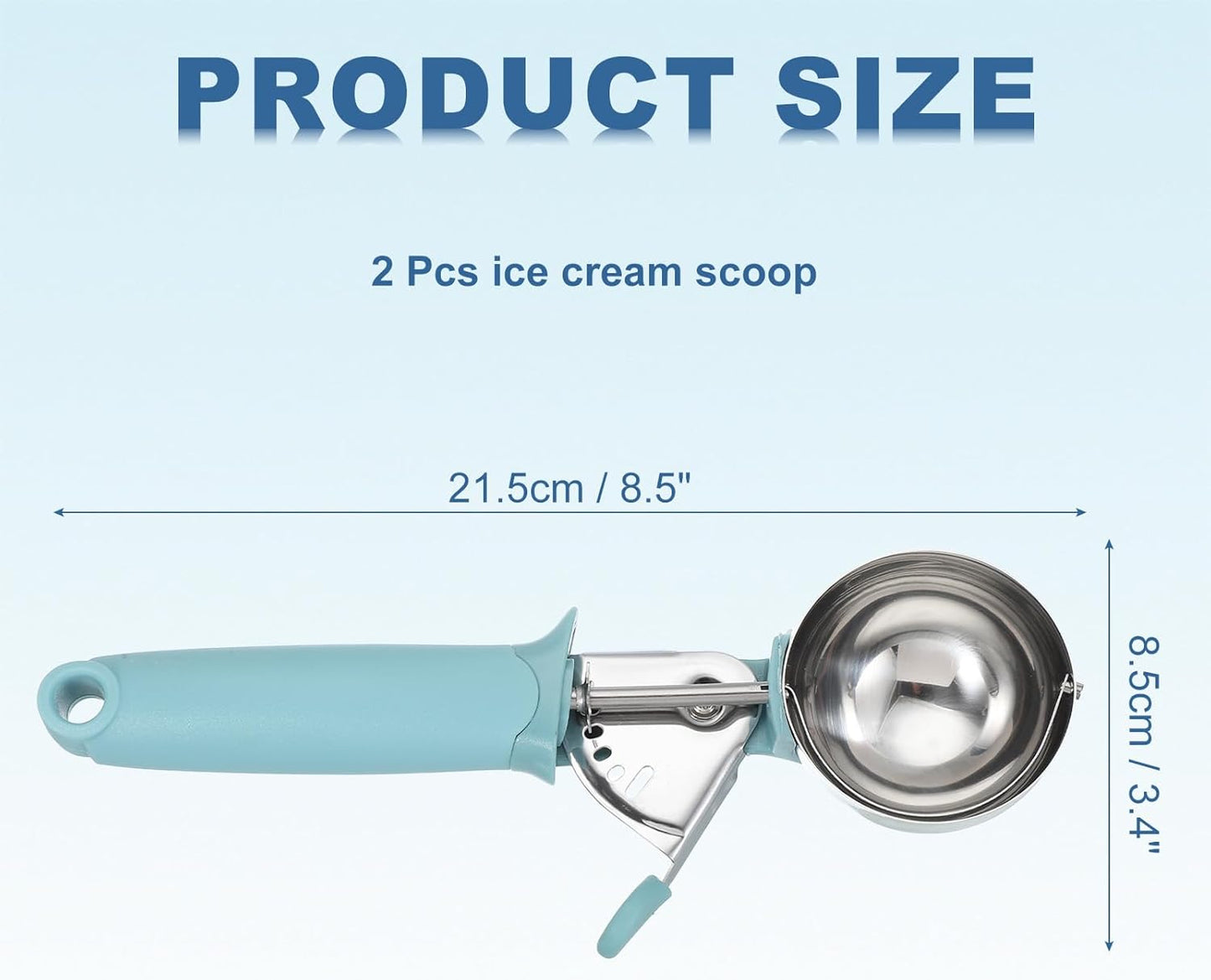 uxcell 2pcs Cookie Scoops, Ice Cream Scoop with Trigger for Baking Cookie Dough Rice Pudding Kitchen Gadget, Blue