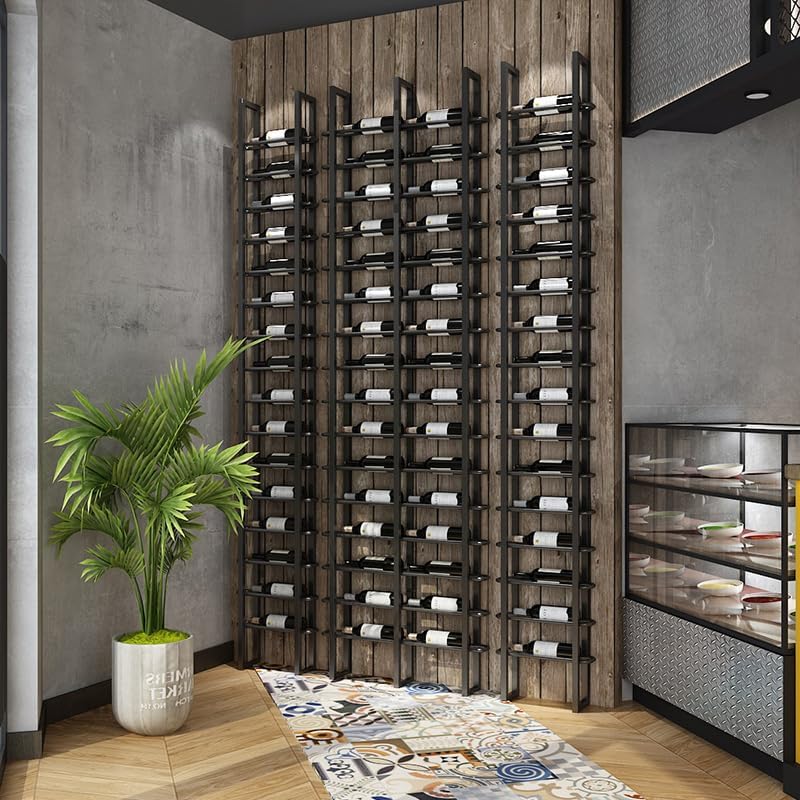 Wine Rack Freestanding Floor, 16 Tier 48 Bottle Capacity Display Holder, Industrial Wine Bottle Storage Shelves, for Any Bar, Wine Cellar, Kitchen, Dining Room (Gold, 3 Column)