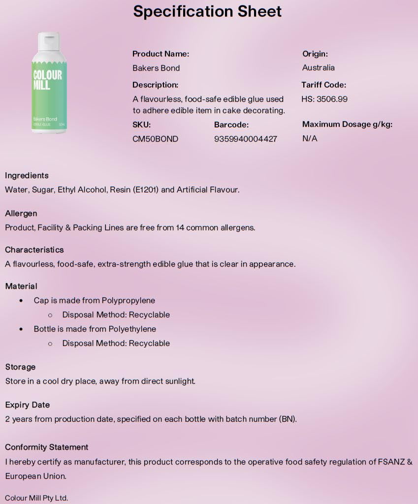 Colour Mill Edible Glue Cookie Decorating Supplies – 50 ML - Edible Adhesive for Baking, Decoration Bonding Gingerbread Frosting Decorating Supplies – Use with Fondant, Gum Paste, Chocolate, Marzipan