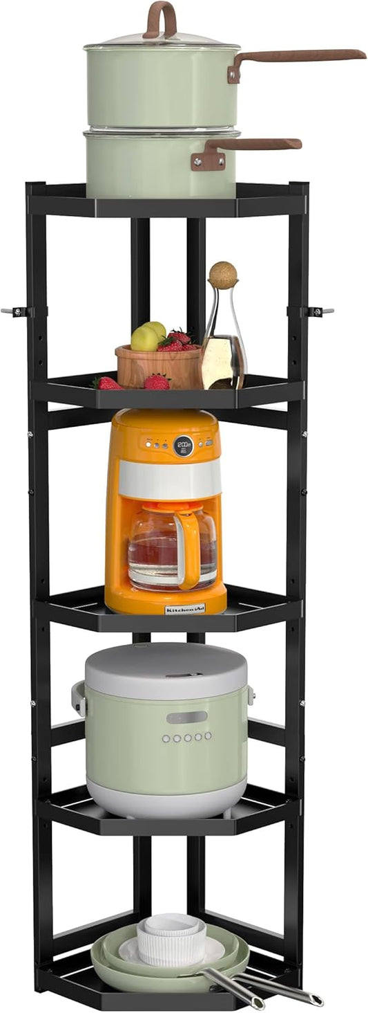 5-Tier Multifunctional Adjustable Pan & Pot Rack for Kitchen, Pan Organizer, Pot Lid Organizer (Big Corner 5-tier)