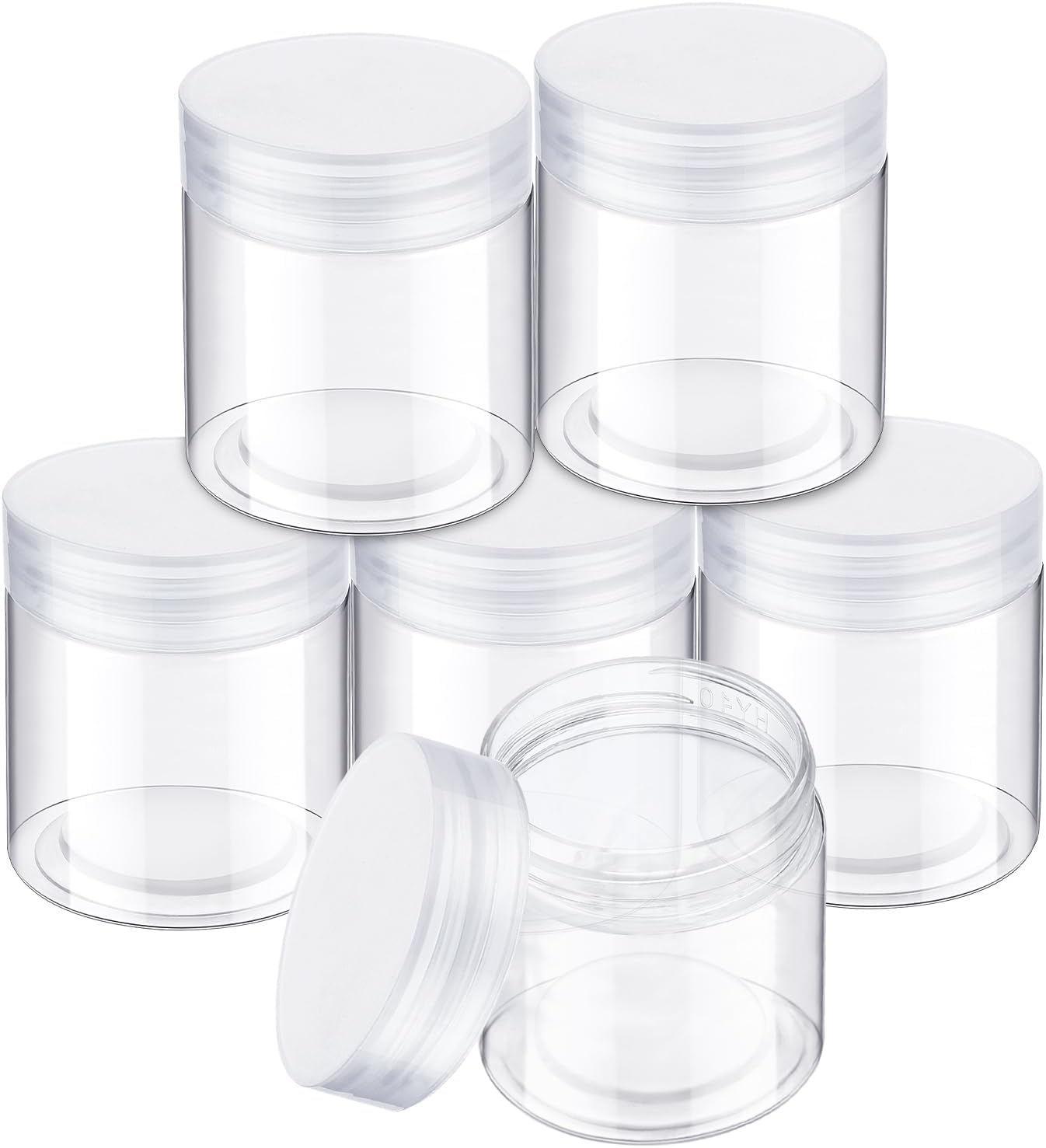 SATINIOR 6 Pack 10 oz Plastic Jars Containers with Lids Wide-mouth Refillable Leakproof Reusable Round Empty Jars for Travel Cosmetic Dry Food Spice Candy Cookie Home Kitchen Organizing (Clear)