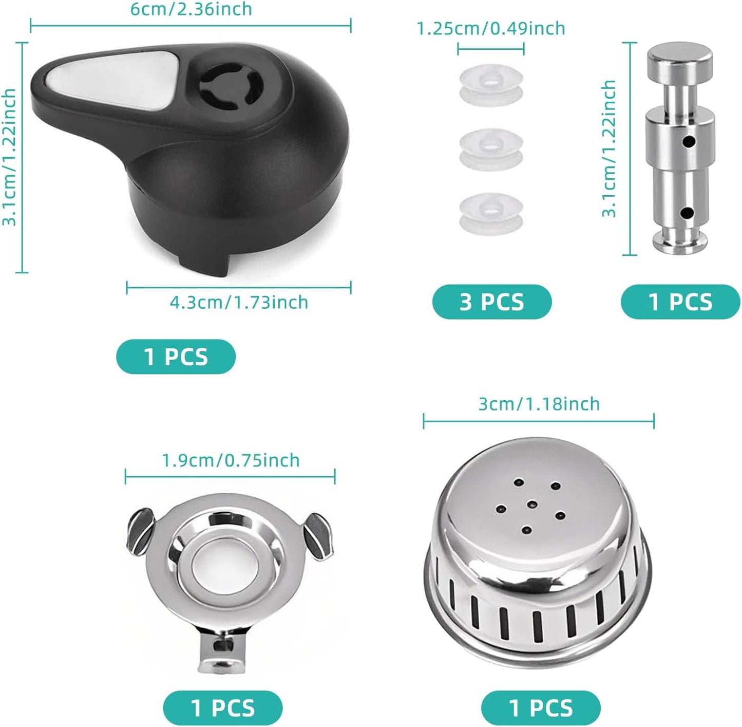 Steam Release Handle, Original Float Valve Replacement Parts with 3 Silicone Caps for Instant Pot LUX 5Qt, 6Qt,IP-LUX30, IP-LUX50, IP-LUX60 Pressure Cooker Steam Vale by ZYLONE