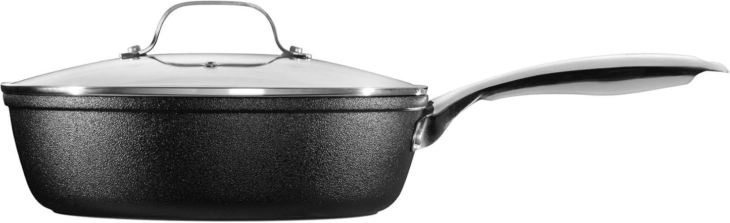 Starfrit The Rock Diamond 10PC Non-Stick Set - Durable Forged Aluminum - Oven Safe - PFOA Free - Easy to Clean - Black