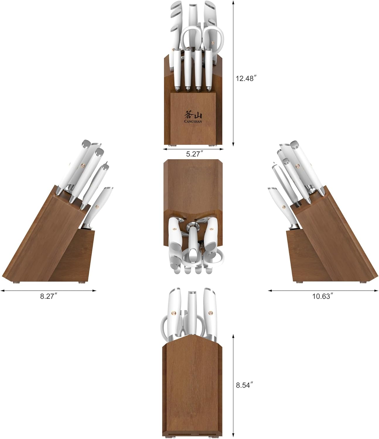 Cangshan L Series Knife Block Sets, Forged German Steel (12-Piece 4 Steak Knives, White)