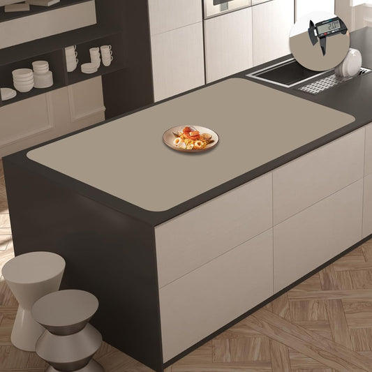 2MM Extra Thick Silicone Mats for Kitchen Counter, 35.4"x23.6" Kitchen Island Largest Heat-Resistant Baking Mat, Thicker Non-Slip Desk Protect Mat, Multipurpose Countertop Protector (Brown)