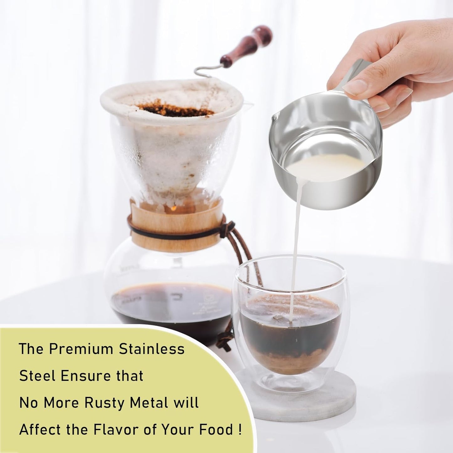 2PCS 1-1/2Cup (360ml, 12oz) Single Measuring Cup, Stainless Steel Measure Scoop, Metric and US Measurement, Dishwasher Safe