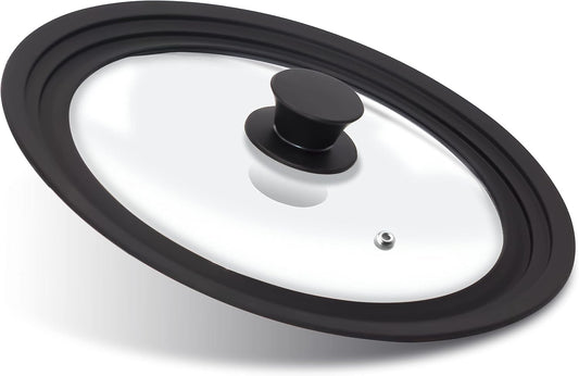 Anaeat Silicone Universal Lid for Pots, Pans and Skillets - Tempered Glass Covered with Heat Resistant Silicone Rim Fits 6", 7" and 8" Diameter Cookware -Easy to Use Replacement Frying Pan Cover