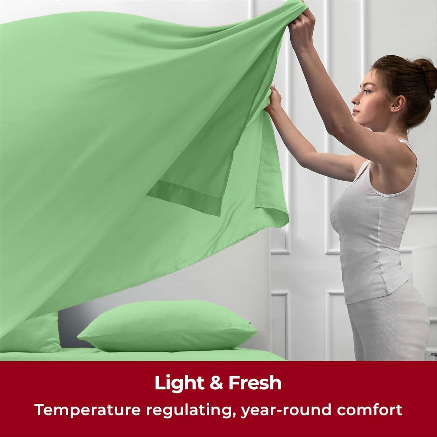 Mellanni Twin XL Sheets Set - 3 PC Iconic Collection Bedding - Hotel Luxury, Extra Soft, Cooling Bed Sheets - Wrinkle, Fade, Stain Resistant (Twin Extra Long, Pistachio)