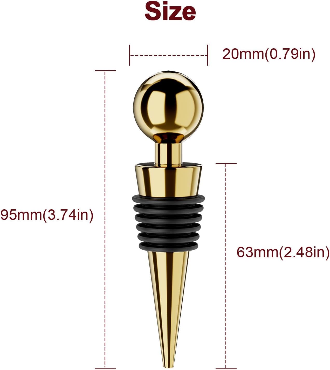 Wine Stoppers for Wine Bottles 3Pcs Vacuum Wine Bottle Stopper with Silicone Reusable Wine Corks, Leak proof Keep Fresh Suitable for Standard (Gold, 3 Pack)