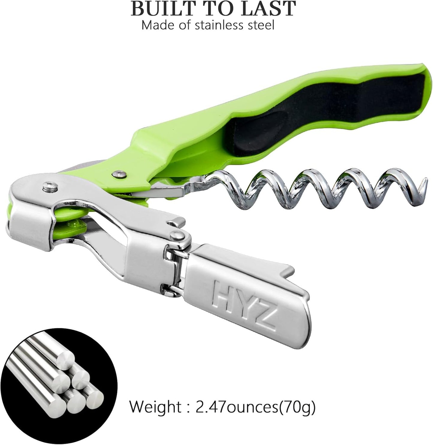 HYZ 2-Pack Wine Opener Waiter Corkscrew, Professional Wine Key for Servers, Bartender with Foil Cutter, Manual Wine Bottle Opener Double Hinged (Cyan)