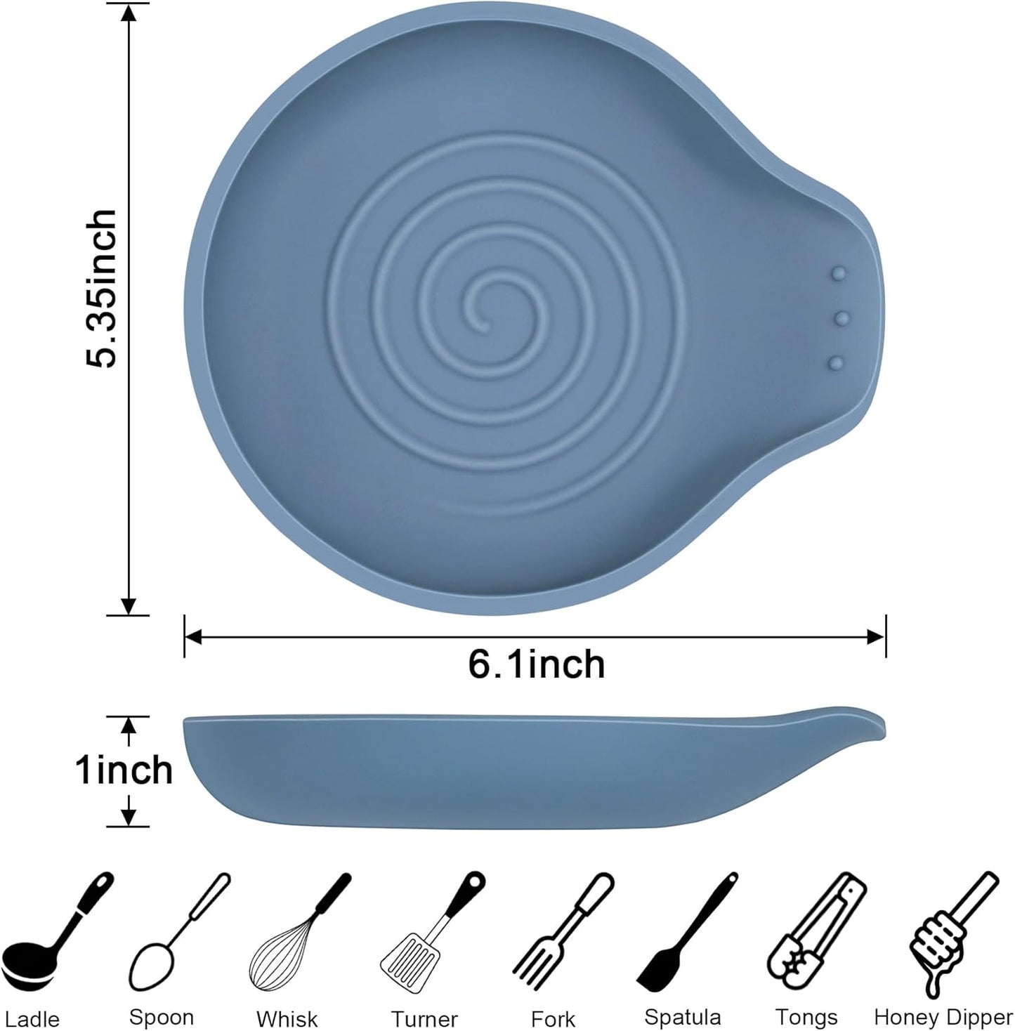 Silicone Spoon Rest for Stove Top - BPA-Free, Heat-Resistant Spoon Holder - Spoon Rest for Kitchen Counter - Large Cooking Utensil Rest for Spoons, Spatulas, Ladles or Tongs - Blue