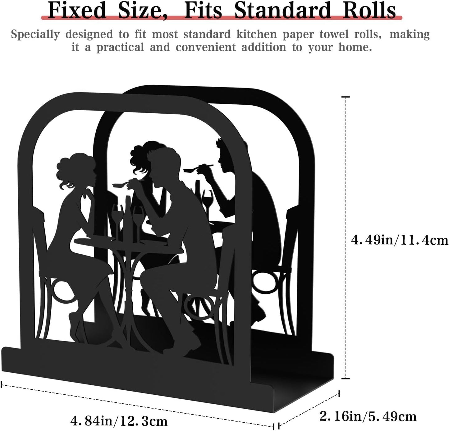 Modern Standing Napkin Holder for table, Black Metal Napkin Dispenser, Romantic Couple Meal Theme Style Napkin Holder, Suitable for Kitchen, Coffee Shop, Dining Room
