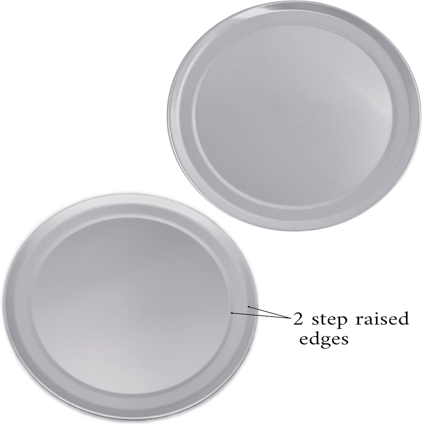 Pizza Tray, Round Pizza Baking Pan, Wide Rim Aluminum Pizza Cooking Trays, Set of 2 (10 Inch)