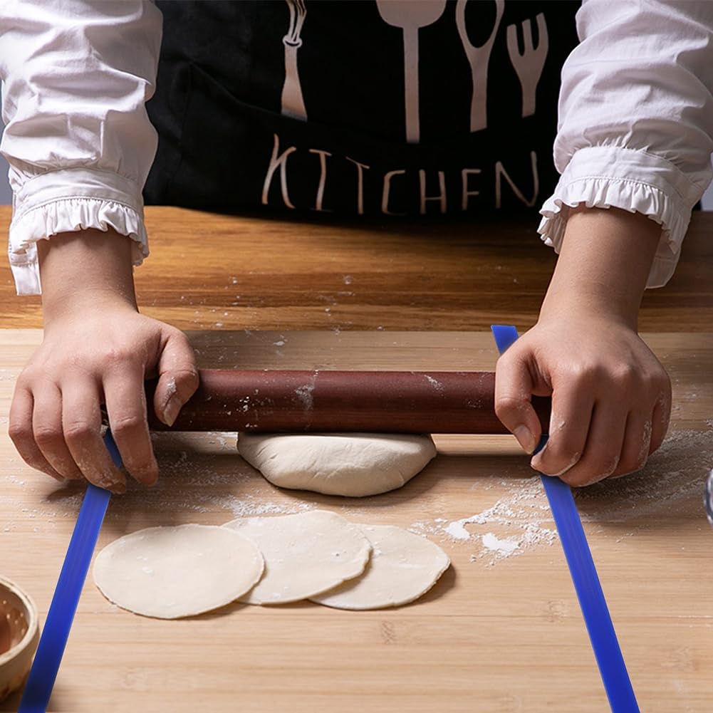 Silicone Measuring Dough Strips - 6PCS Non-Stick Baking Thickness Guides for Even Pastry/Cookie/Fondant, Professional Measuring Rulers with Rolling Pin Guide, Kitchen Baking Tools