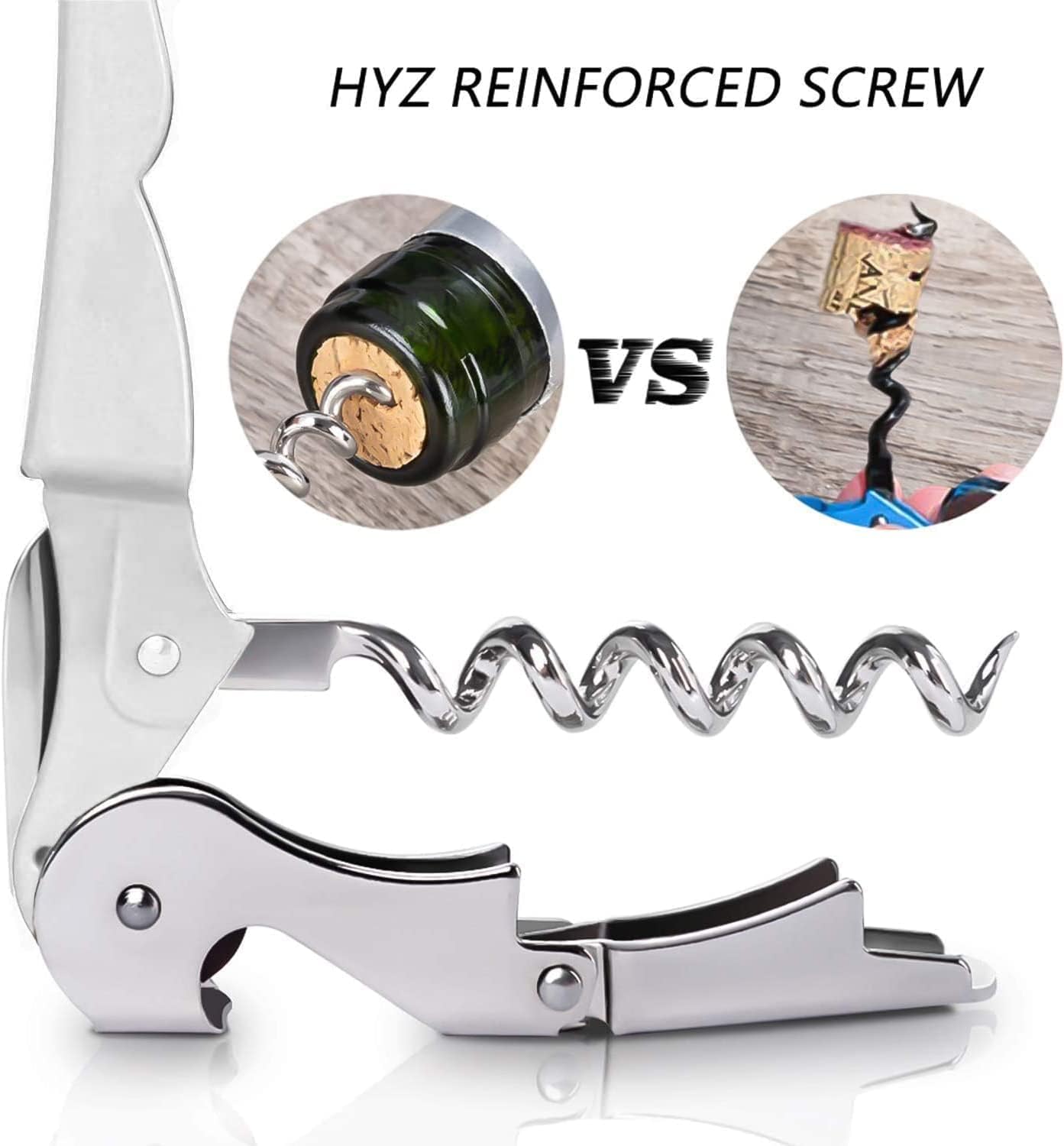 HYZ 2-Pack Wine Opener Waiter Corkscrew, Professional Wine Key for Servers, Bartender with Foil Cutter, Manual Wine Bottle Opener Double Hinged (White)