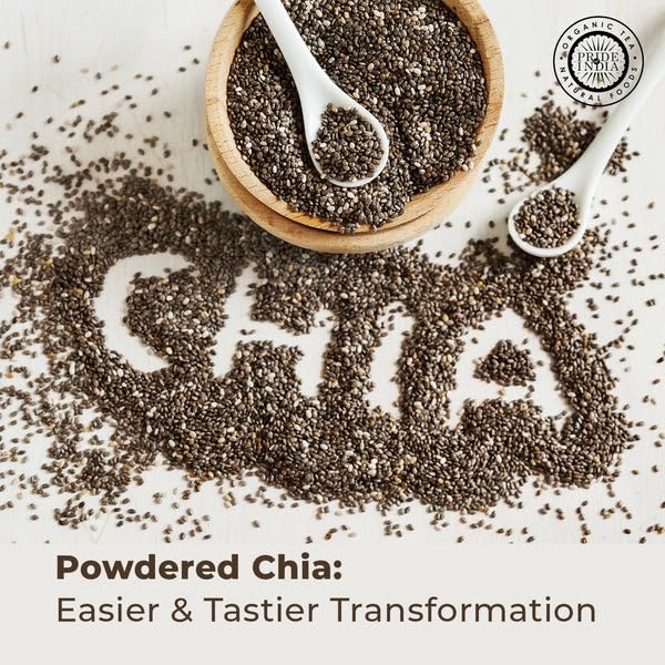 Pride Of India - Pack of 6 - Premium Black Chia Seeds Powder 1 lbs (454 gm) Mild Nutty Earthy Taste Freshly Milled in Small Batches | Used for Baking Coating Thickening