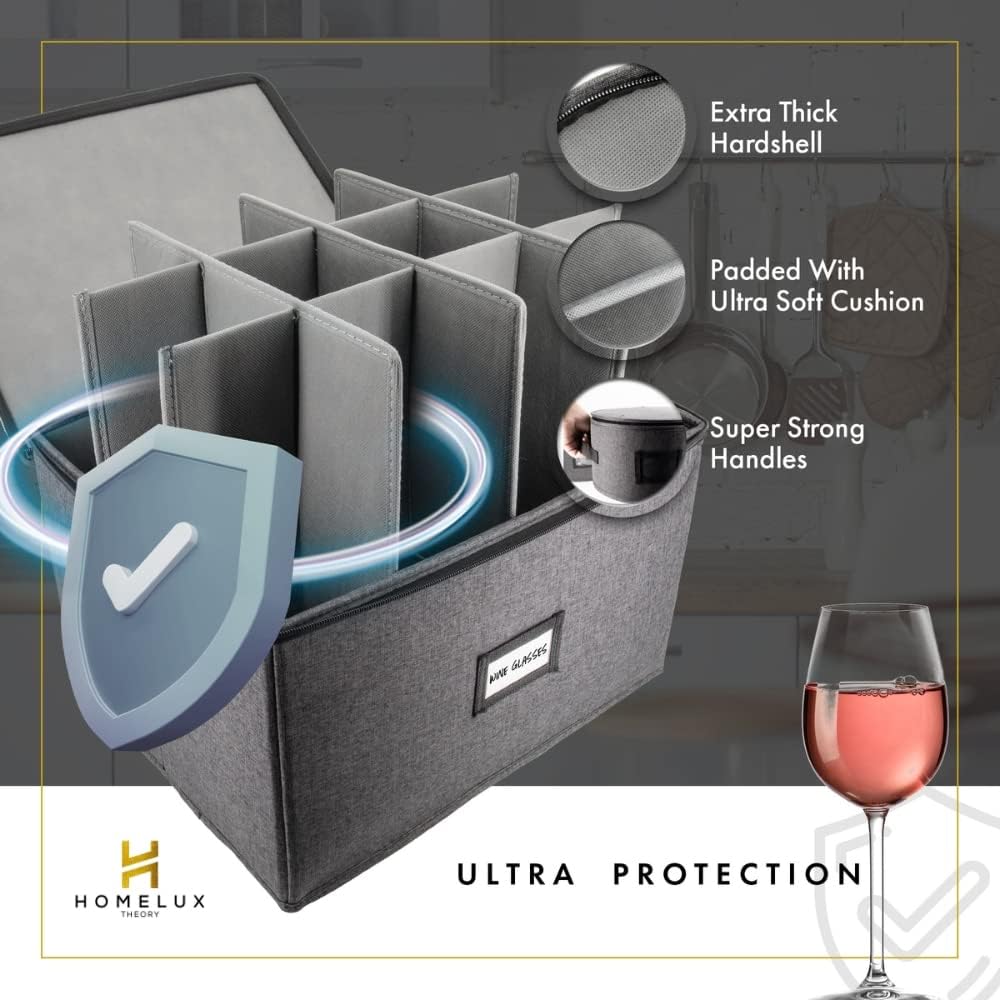 HOMELUX THEORY 5pcs Hard Shell China Storage Containers, Mug Storage Box & Plate Storage Containers, Heavy Duty Dinnerware and Coffee Cup Storage Box with Lid for Packing Dinner Plates and Glassware