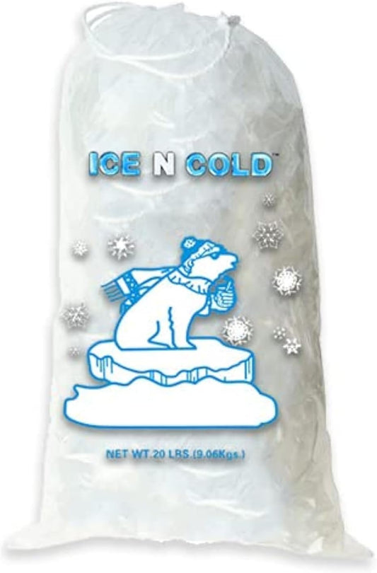 Ice Bags with Drawstring Closure | 20lb, 300ct/cs | 50 mic Thickness | Portable Storage and Freezer Keeper
