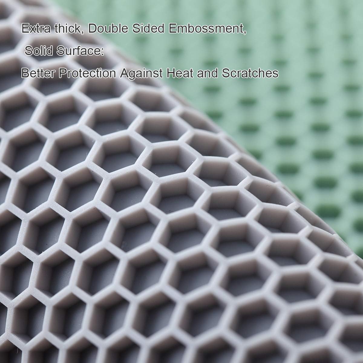 4 Packed Silicone Trivet Mats - DIY Different Size Dish Drying Mat, Hot Pot Holder for Pots & Pans, Non-Slip & Heat Resistant Kitchen Hot Pads for Countertops & Table,Grey