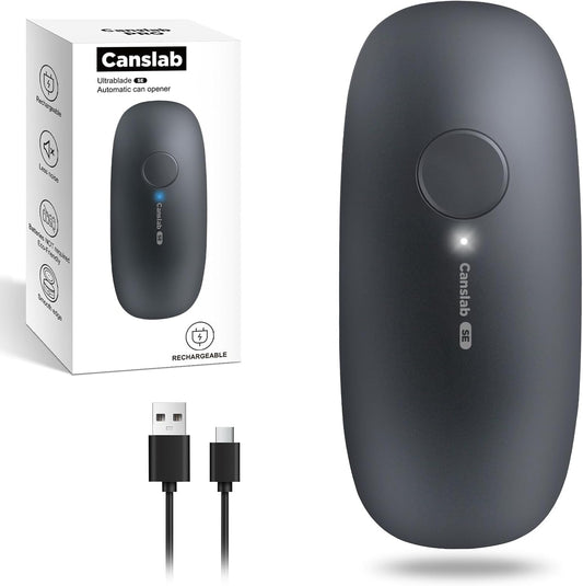 Ultrablde SE - USB Rechargeable Electric Can Opener for Kitchen for Seniors with Arthritis- Cordless Battery Powered Automatic, Side Cut, Smooth Edge, Handsfree, for Small or Large Cans, Grey