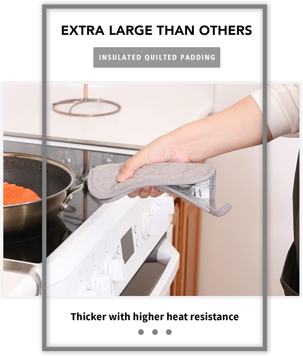 Joyhalo 4 Pack Pot Holders for Kitchen,Cotton Oven Holder with Great Heat Resistance,Non Slip Hot Pads for Kitchen Clearance,Grey