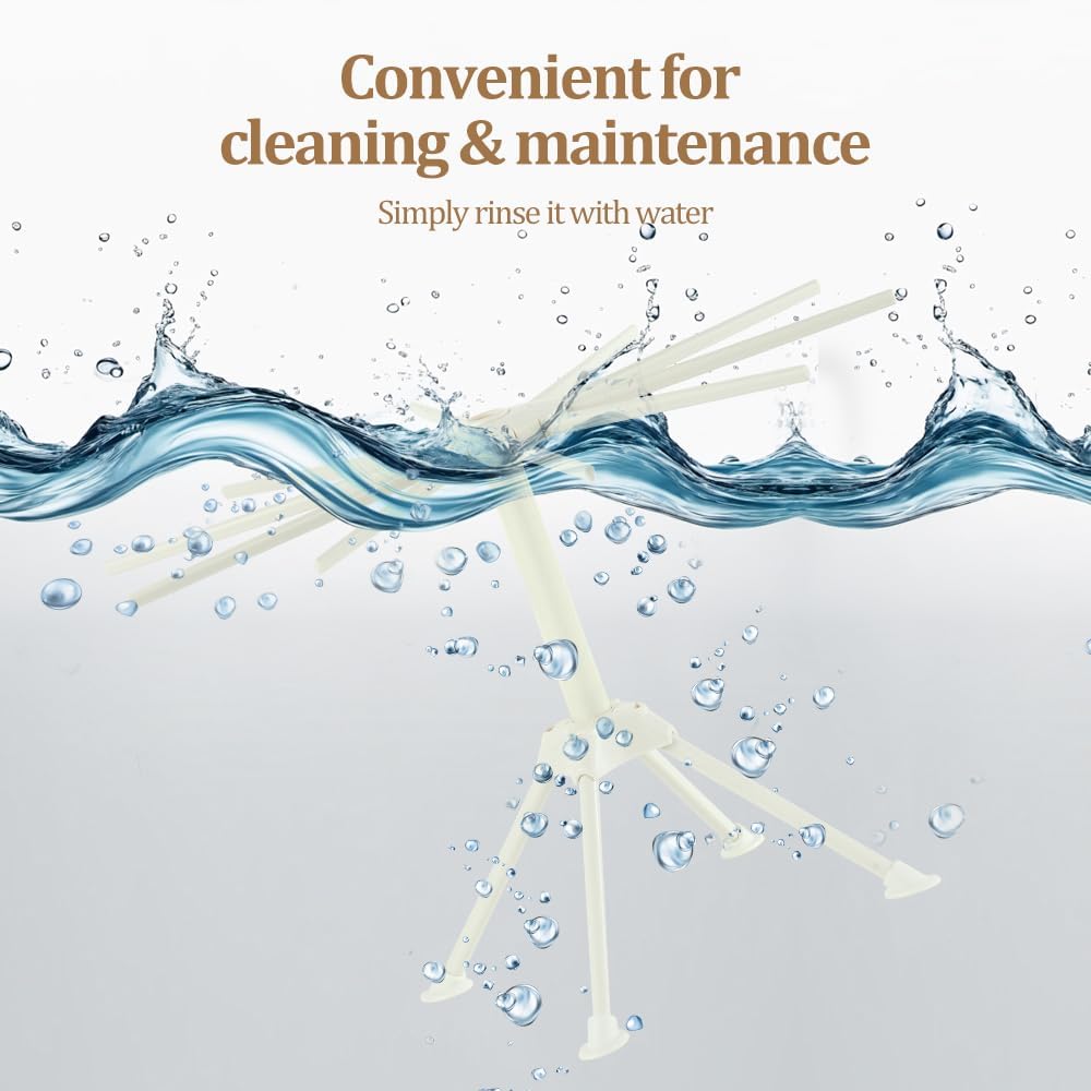 Ourokhome Collapsible Pasta Drying Rack, Plastic Foldable Homemade Fresh Spaghetti Stand Dryer Noodle Hanger for Kitchen with 10 Arms, Stable, Easy Storage, Quickly Set Up (White)