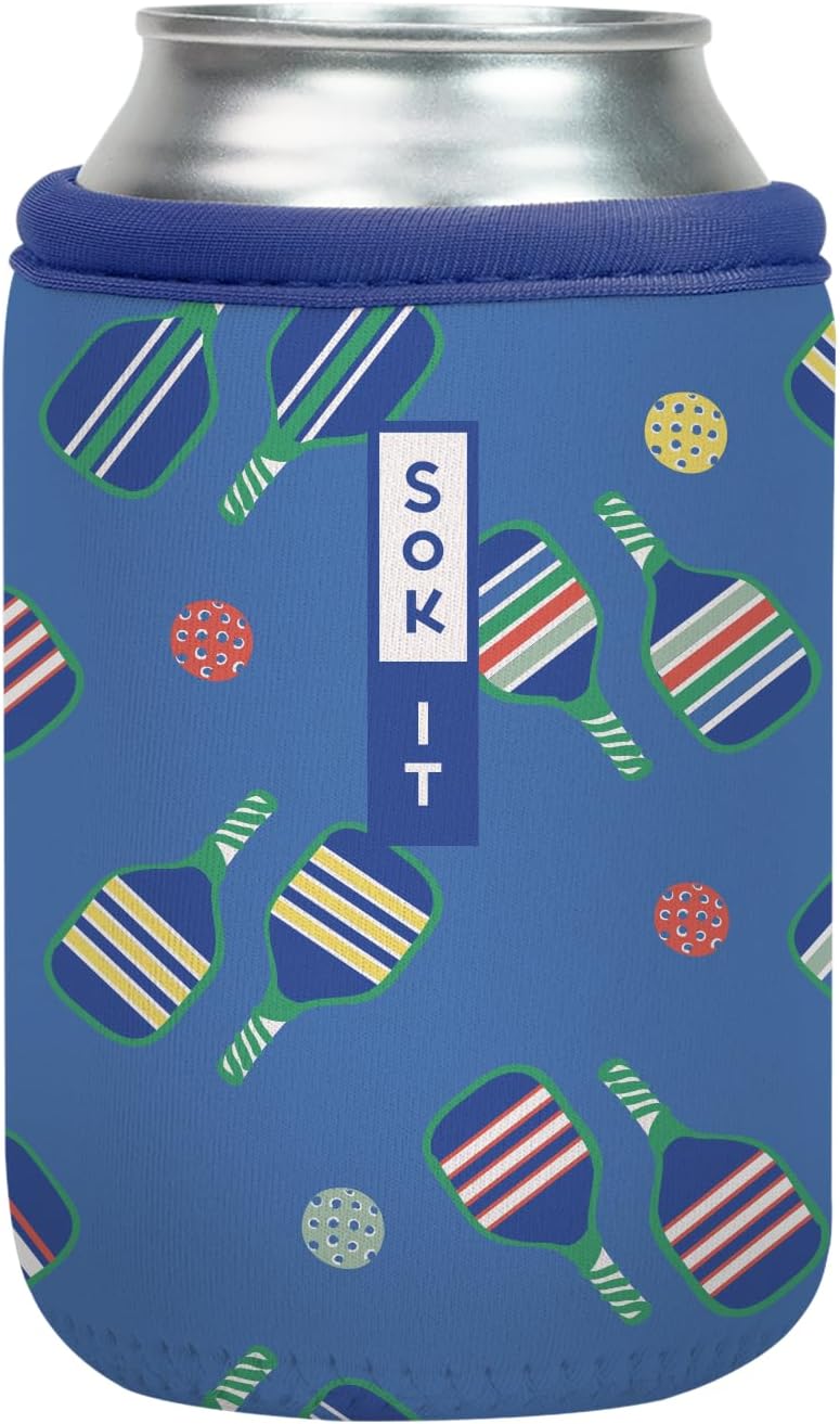 Sok It CanSok Sleeve for Beer & Soda Insulated Neoprene Cover (Pickleball, 12oz Can Sleeve)