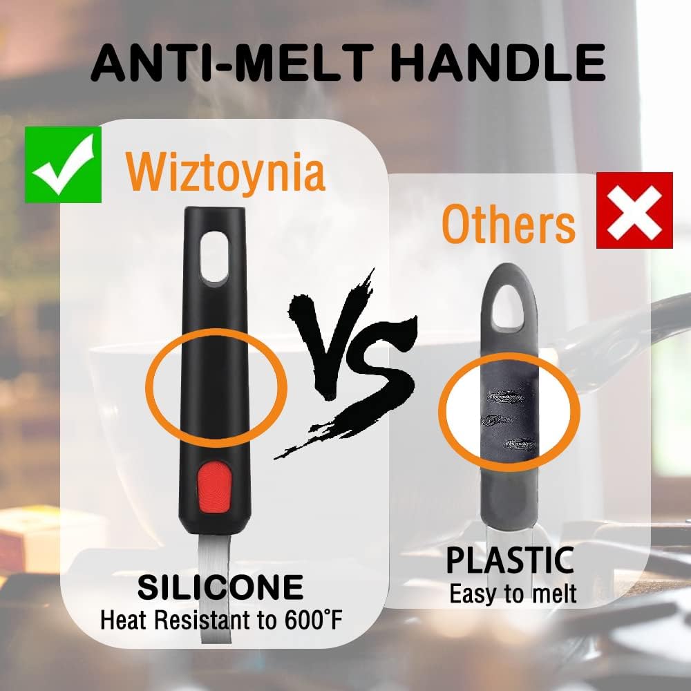 Silicone Spatula Turner Set of 4, Wiztoynia 600°F Heat Resistant Cooking Spatulas for Nonstick Cookware, BPA Free Rubber Spatula Large Kitchen Utensils Set for Egg, Pancake, Burger, Fish