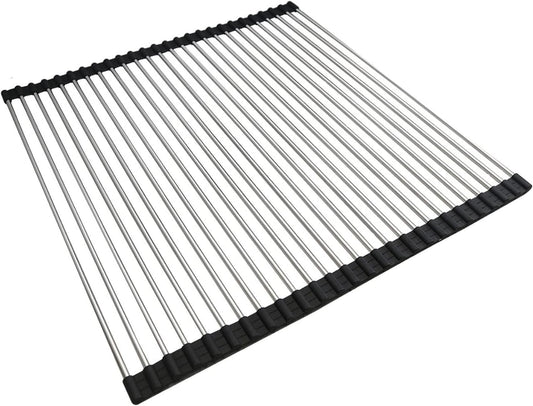 Ahyuan Roll up Dish Drying Rack Over The Sink Kitchen Roll up Sink Drying Rack Portable Dish Drainer Foldable Dish Drying Rack (Black, 20.5''X19.7'')