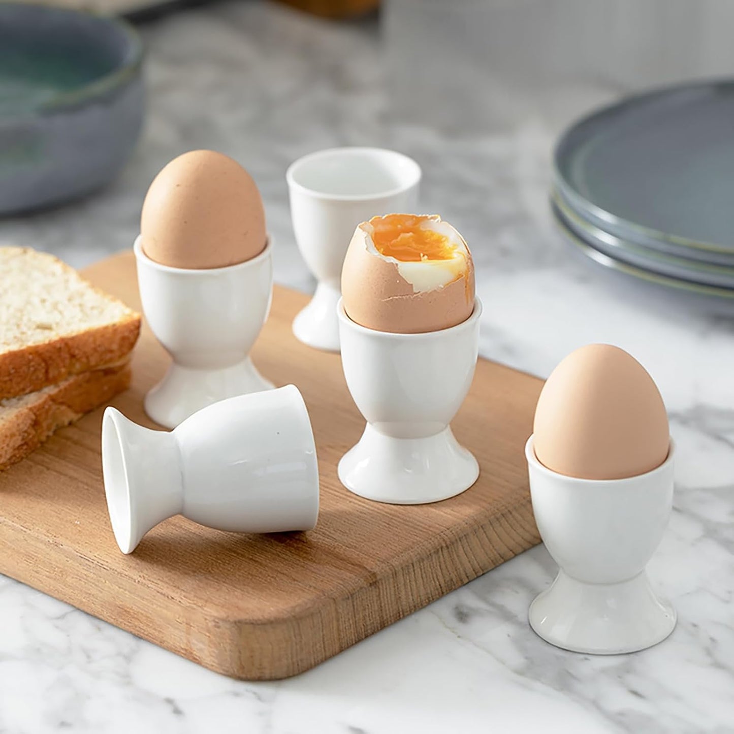 Egg Cups Set of 6 Ceramic Egg Stand Holder Kitchen Egg Cup Small Fruit Cup Snack Candy Cup Egg Cups for Soft Boiled Eggs Breakfast Party Dinning 2.56 x 1.97 inch