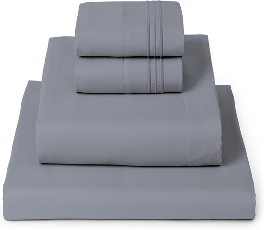 Mellanni Full Sheets Set - 4 PC Iconic Collection Bedding - Hotel Luxury, Extra Soft, Cooling Bed Sheets - Wrinkle, Fade, Stain Resistant (Full, Mineral Gray)