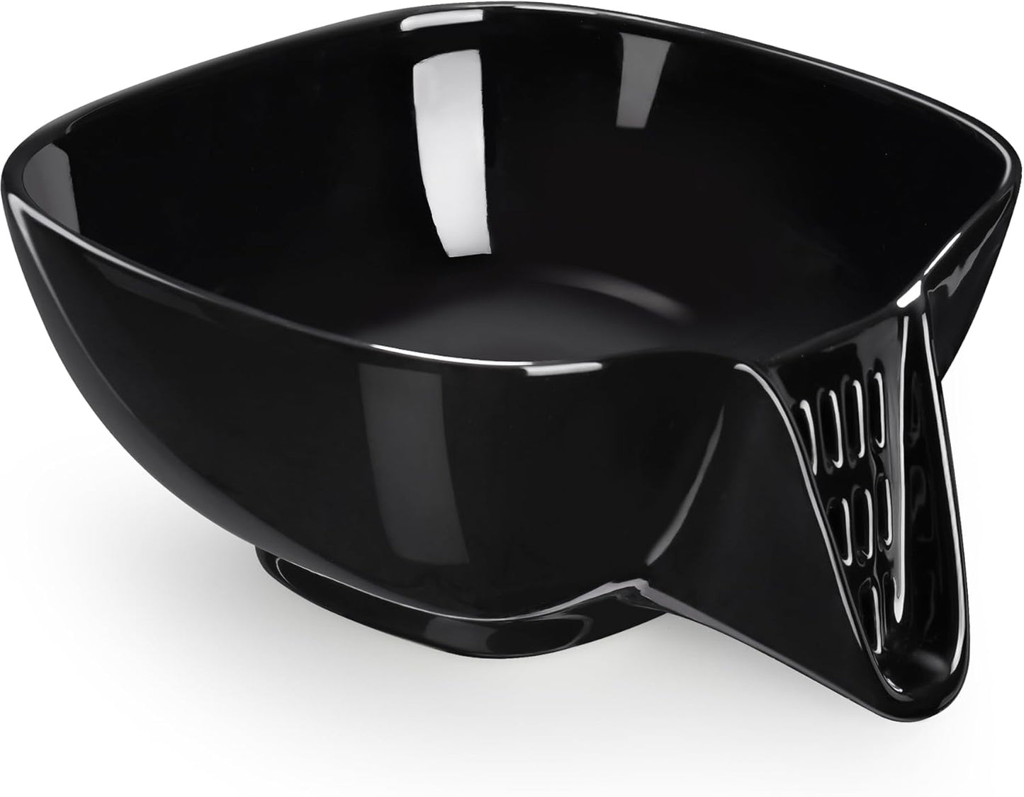 NiHome Ceramic Food Strainer with Integrated Drain Spout, Large Capacity Colander Bowl for Vegetables, Fruits, Pasta & More, Heat-Resistant, Crack-Proof, Easy to Clean, Dishwasher-Safe (Black)