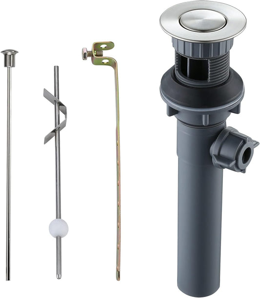 Bathroom Sink Drain with Lift Rod, Brushed Nickel Sink Drain with Overflow, ARCORA Drain Stopper for Vessel Sink