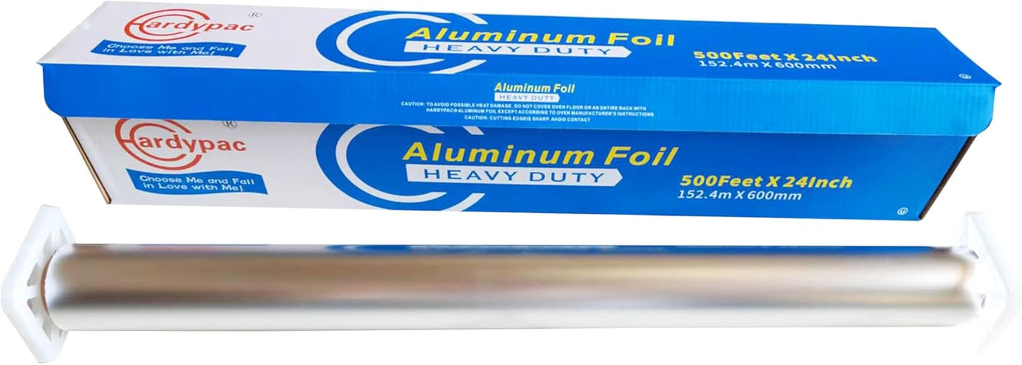24 Inch Extra Wide Aluminum Foil Roll, 1000SQFT, 24 Inch Width x 500 Feet Length, Heavy Duty Aluminum Foil for Commercial, industrial, professinal, catering, roasting, baking, cooking grill and bbq