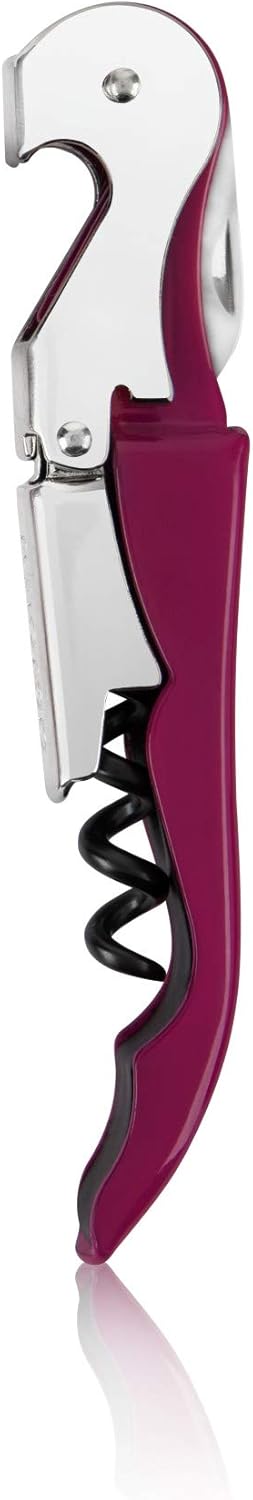 True Brands TrueTap Double Hinged Waiters Corkscrew, Top-notch Stainless Steel Opener with Foil Cutter Built to Last Wine Key Burgundy, Set of 1