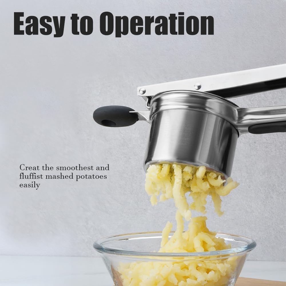 Potato Ricer and Masher, Heavy Duty Large Stainless Steel Potato Masher with 3 Interchangeable Discs Kitchen Gadget Finds for Home and Commercial Use