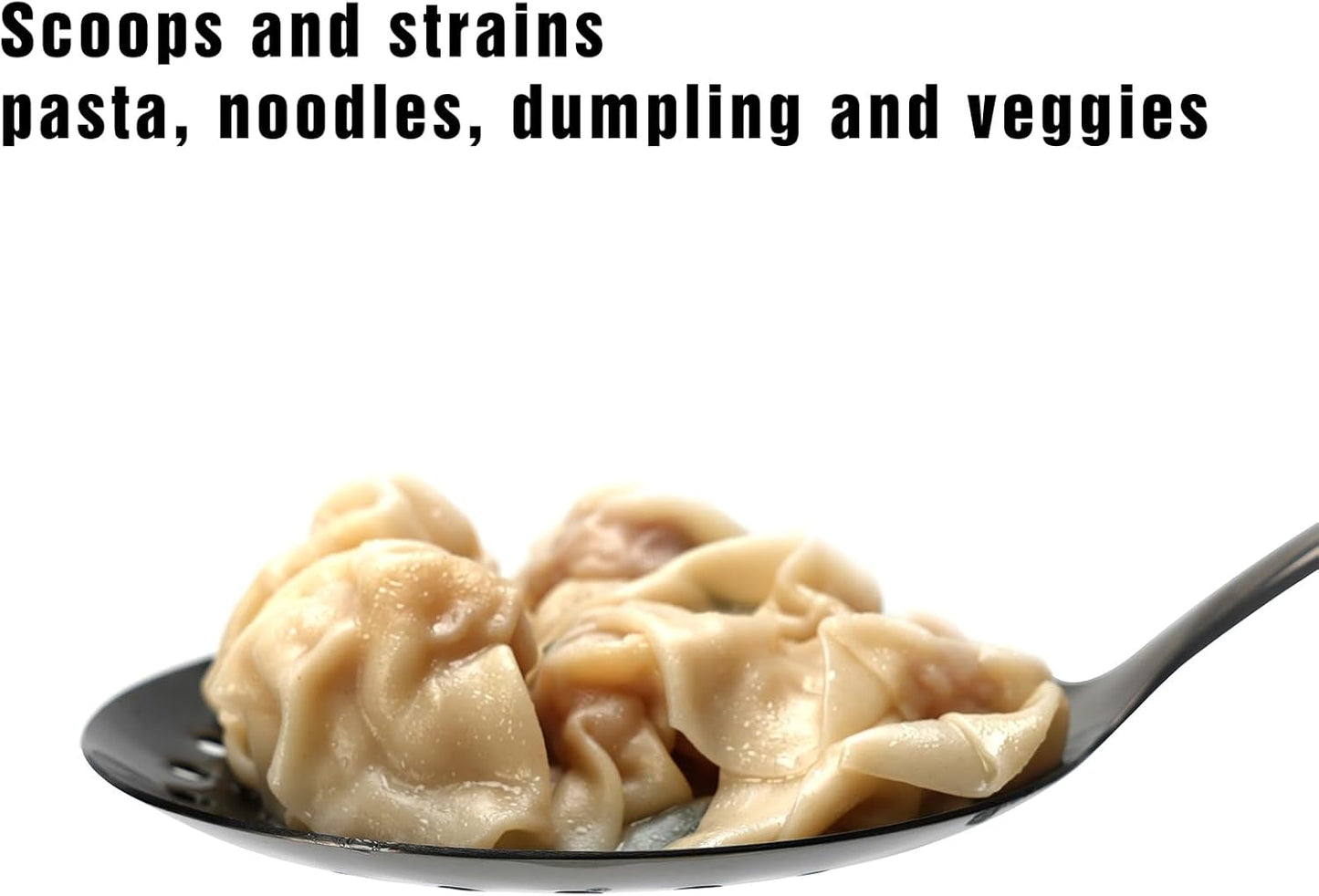 Skimmer Spoon, Slotted Spoons for Cooking, Slotted Spoon, Kitchen Stainless Steel Serving Spoons, Stainless Steel Strainer, Black