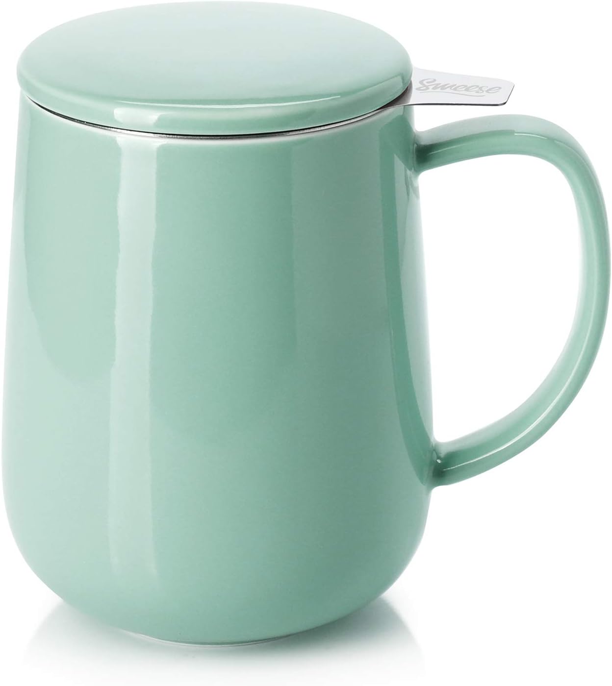 Sweese 20 OZ Porcelain Tea Mug with Infuser and Lid, Loose Leaf Tea Cup, Gifts for Tea Lover - Mint Green