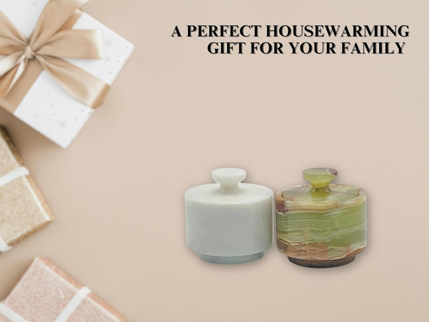 Premium Marble Salt Cellar with Lid 2 Pack | 3.5 oz Kitchen Storage Container | Elegant Cooking Salt Box | Spice Jar Keeper for Counter (White Green)