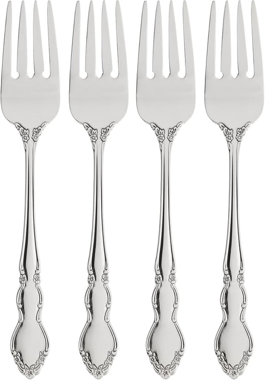 Oneida Dover Fine Flatware Salad Forks, Set of 4 , 18/10 Stainless Steel, Silverware Set, Dishwasher Safe