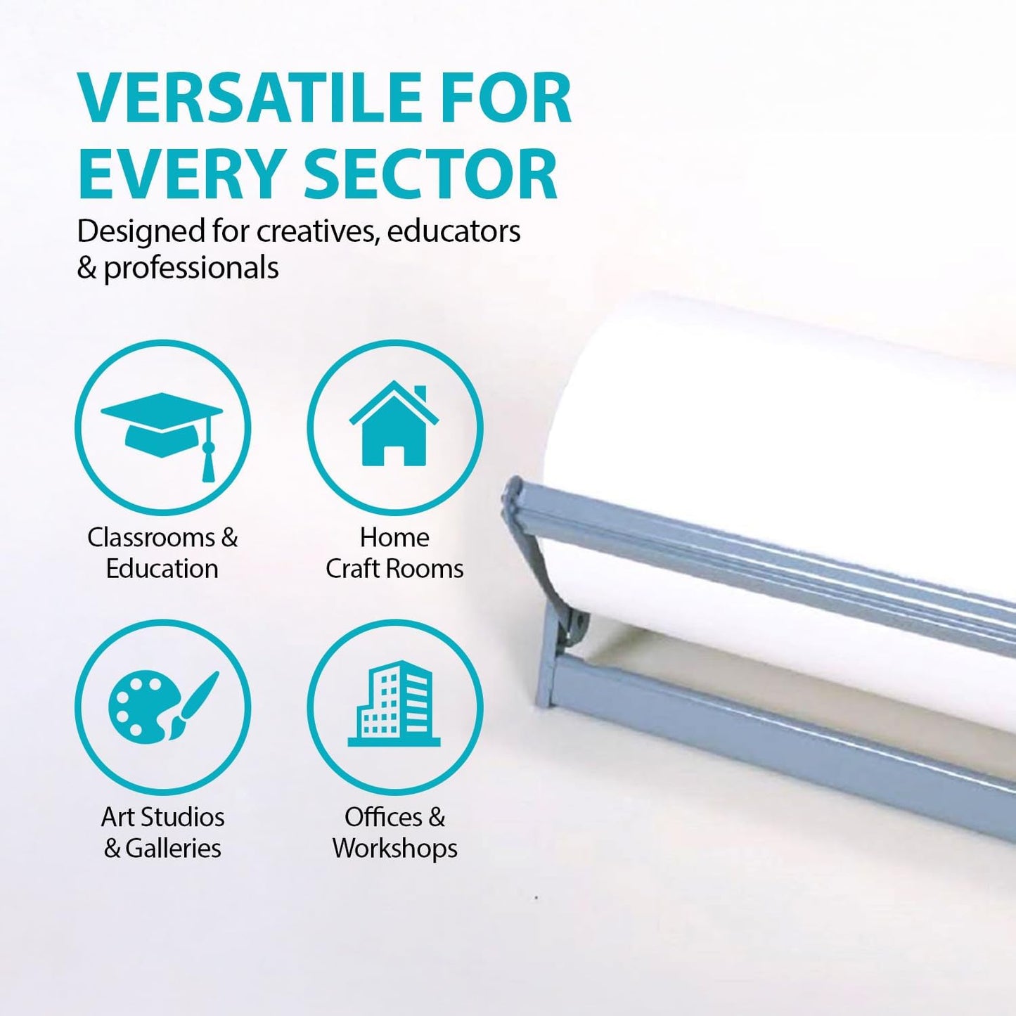 18" Wide Roll Paper Dispenser with Cutter – Wall Mounted Roll Dispenser with Serrated Cutter – Fits Craft, Freezer, Wrapping, Butcher Paper Roll or Cling Film – Heavy-Duty, Grey