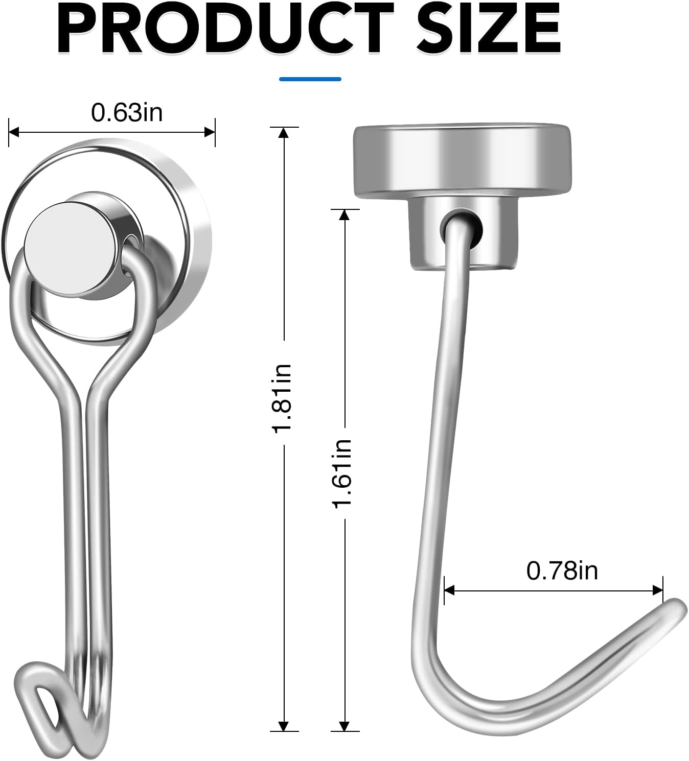 LOVIMAG Hooks, 30lbs+ Magnetic Magnet Hook 2025 Cruise Cabin Ship Essentials Heavy Duty Strong Refrigerator Fridge Hanging for Classroom Beach Vacation Kitchen Grills Home Mug Hanger (12 Pack), Silver