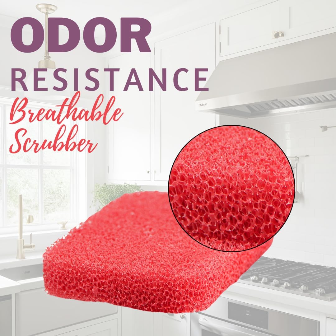 Peachy Clean Silicone Dish Sponge Scrubbers, Fresh Berry Scent, Non-Scratch, Odor-Resistant, Durable Dish Sponges for Kitchen.