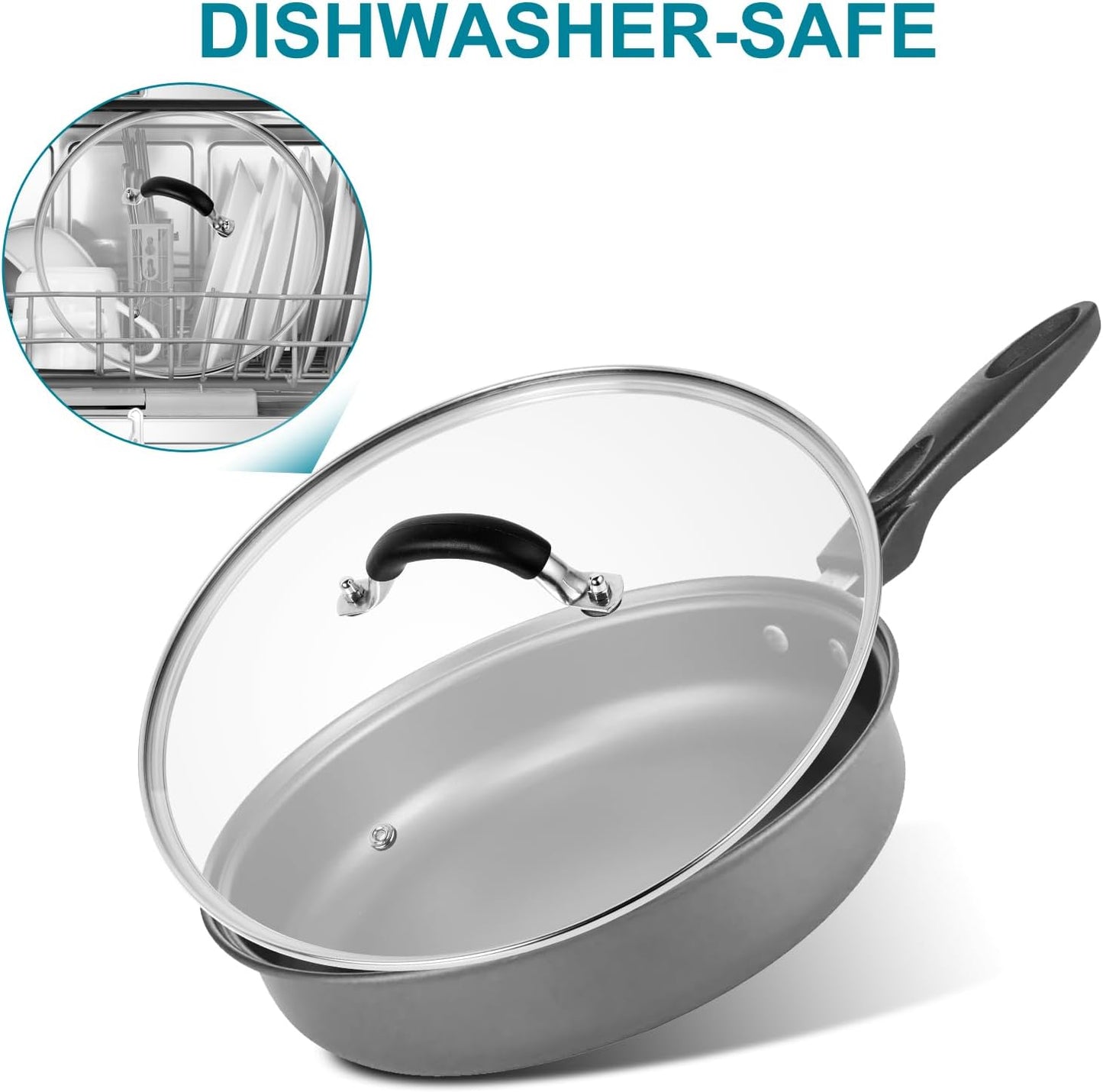 12 Inch Pan Lid - Glass Lid with Stainless Steel Handle for Frying Pan and Pots (12" Lid)