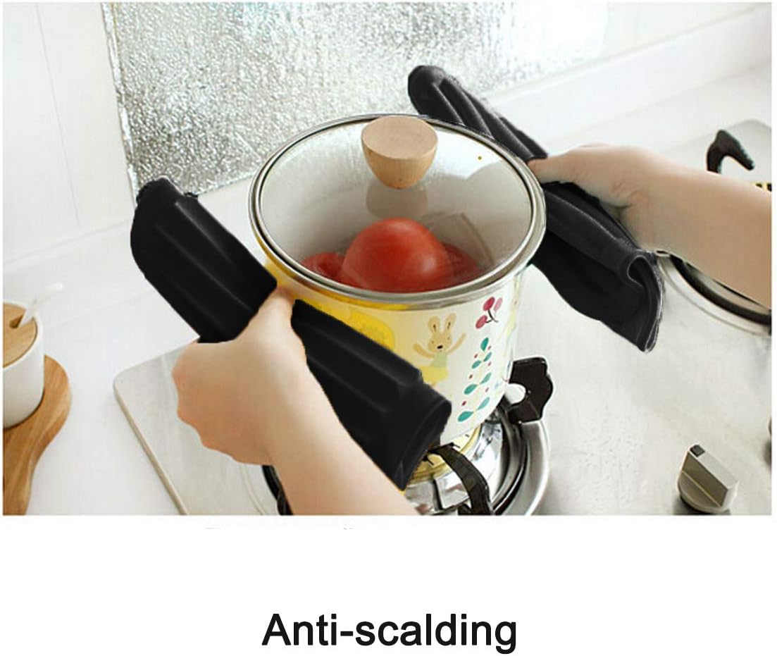 2 Pack Large Silicone Trivet Mats/Hot Pads, Heat Resistant Pot Holder,9"x12" Non Slip Flexible Durable Pot Coaster Kitchen Table Mats (Wavy Black)