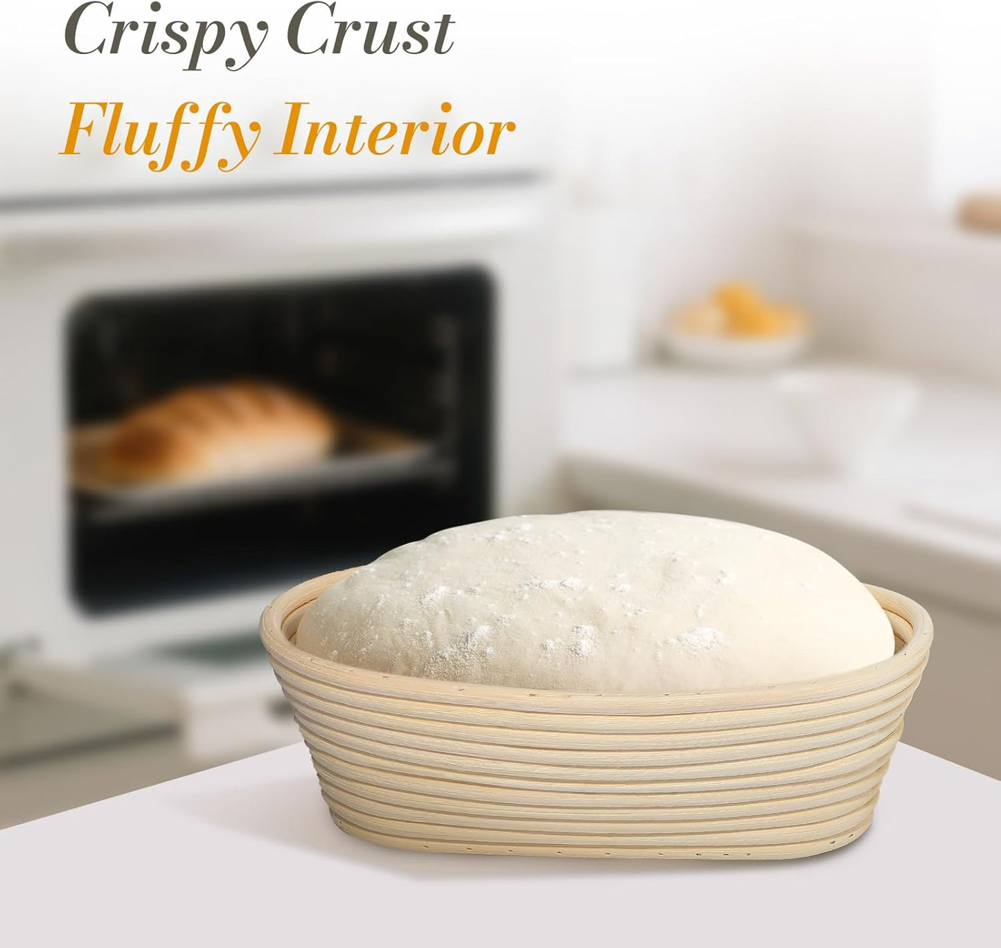 2PCS Banneton Bread Proofing Basket - 10 Inch Oval Banneton Basket and Linen Liner，Sourdough Bread Baking Supplies