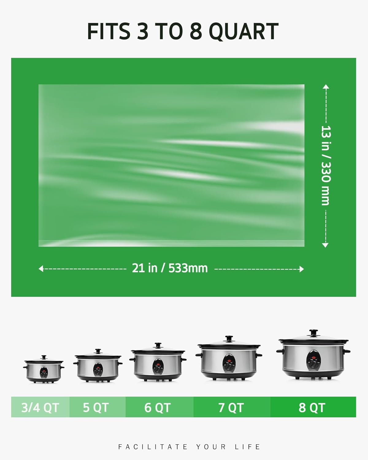 Syntus Slow Cooker Liners, 30 Count Cooking Bags Large Size Disposable Pot Liners Plastic Bags, Fit 3QT to 8QT for Slow Cooker Cooking Trays, 13"x 21", 30 Liners