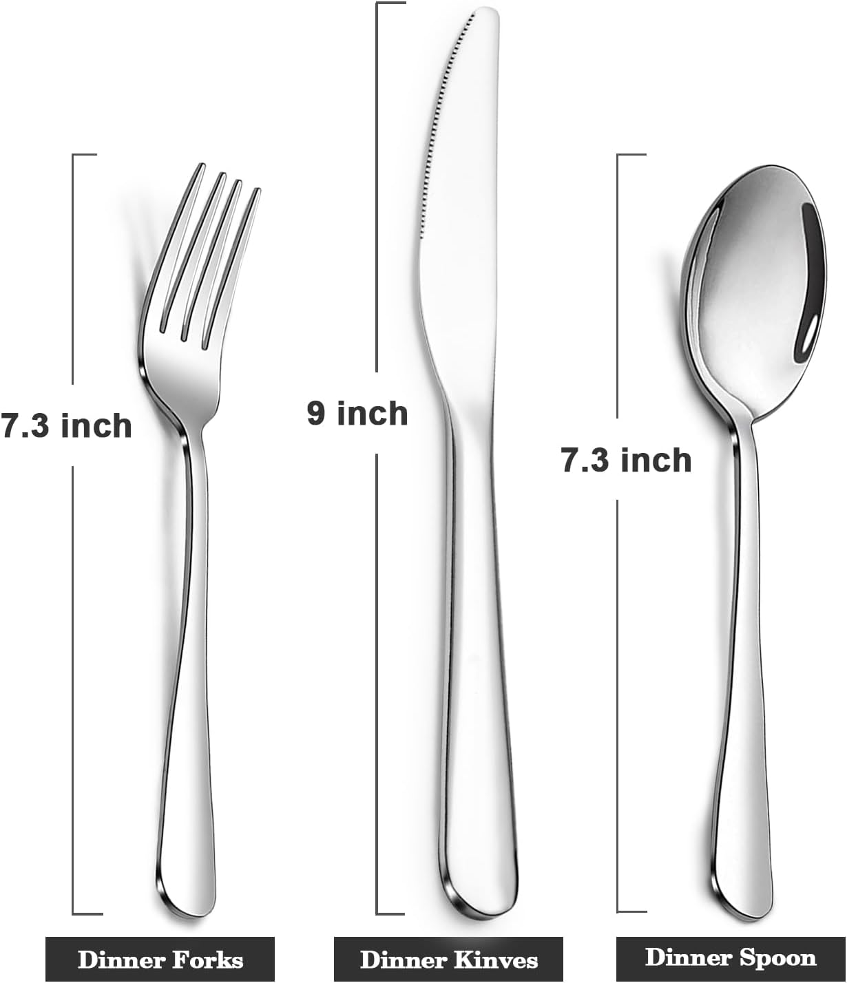 SANTUO Stainless Steel 12PCS Dinner Set combo with 4 Dinner Knives, 4 Dinner Forks, 4 Dinner Spoons，Silverware Set for Home, Kitchen and Restaurant, Mirror Polished& Dishwasher Safe