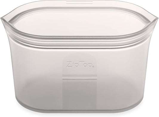 Zip Top Reusable Food Storage Bags | Medium Dish [Gray] | Silicone Meal Prep Container | Microwave, Dishwasher and Freezer Safe | Made in the USA