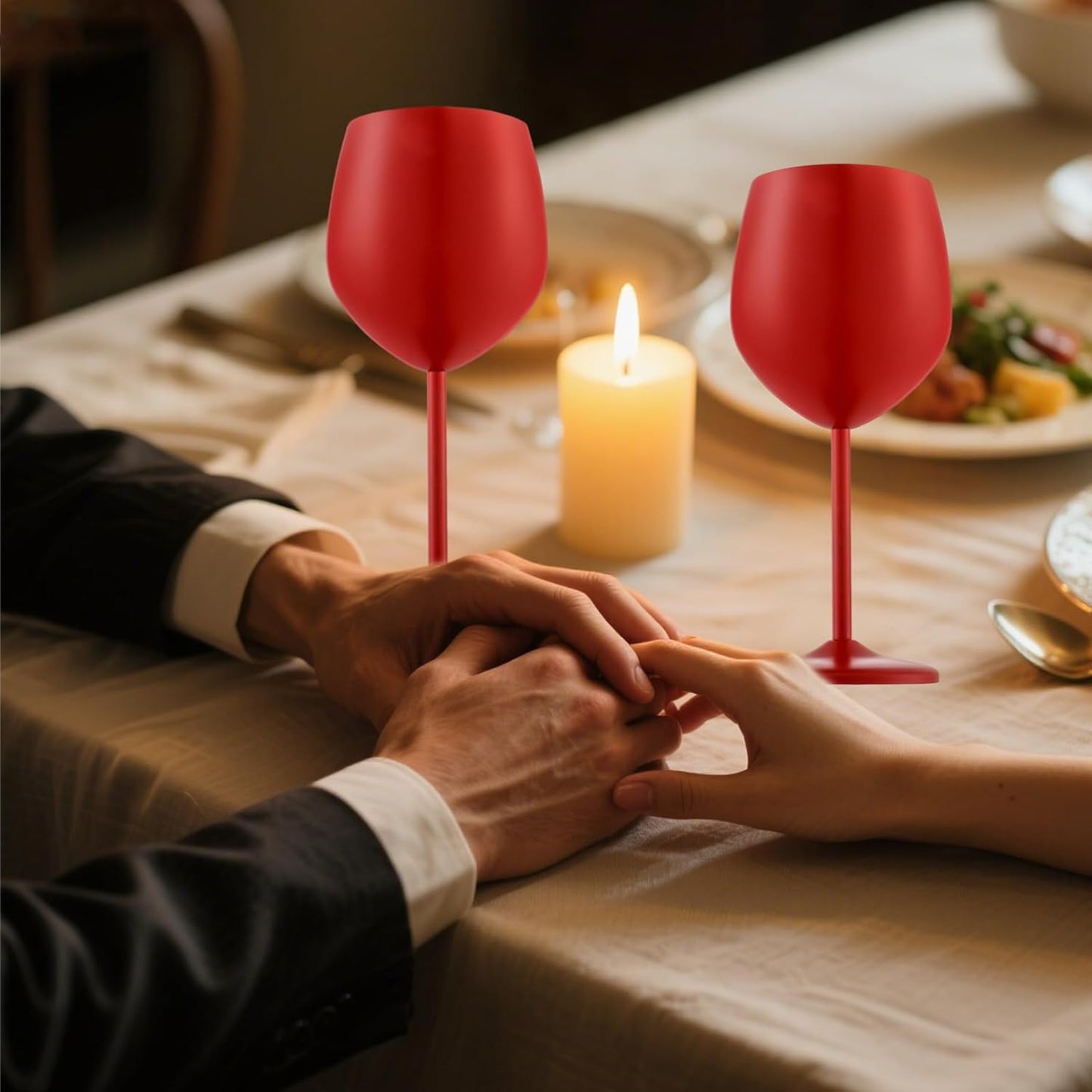 Stainless Steel Wine Glasses Set of 4 Unbreakable Wine Glass 18 oz Unique Metal Wine Goblets for Outdoor, Travel, Camping, Pool, Ideal Gift for Wine Lovers (Matte-Red)